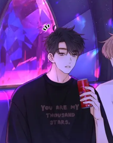 romance manga male lead drinking coke at a bar