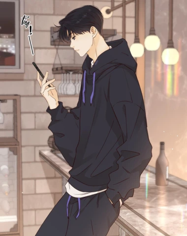 Eternal Love Manga male lead Sang Yan staring at his cell phone