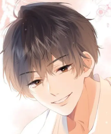 Manga art: Portrait of a young man smiling and looking at you
