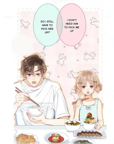 Manga Comic brother and sister fighting while eating