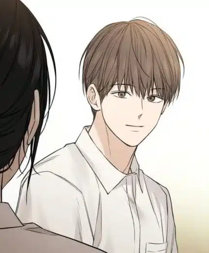 The dawn to come manga scene where a young, blonde man looks into your direction