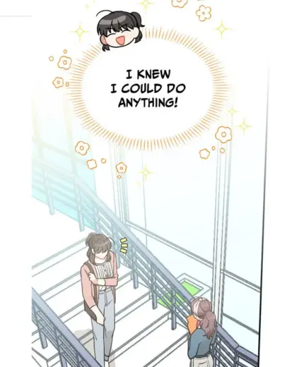 Manga art style woman walking down the stairs