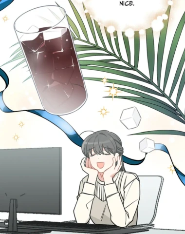 Woman dreaming about a glass of cold coffee