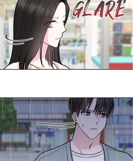 Two people are embarrassed to look each other